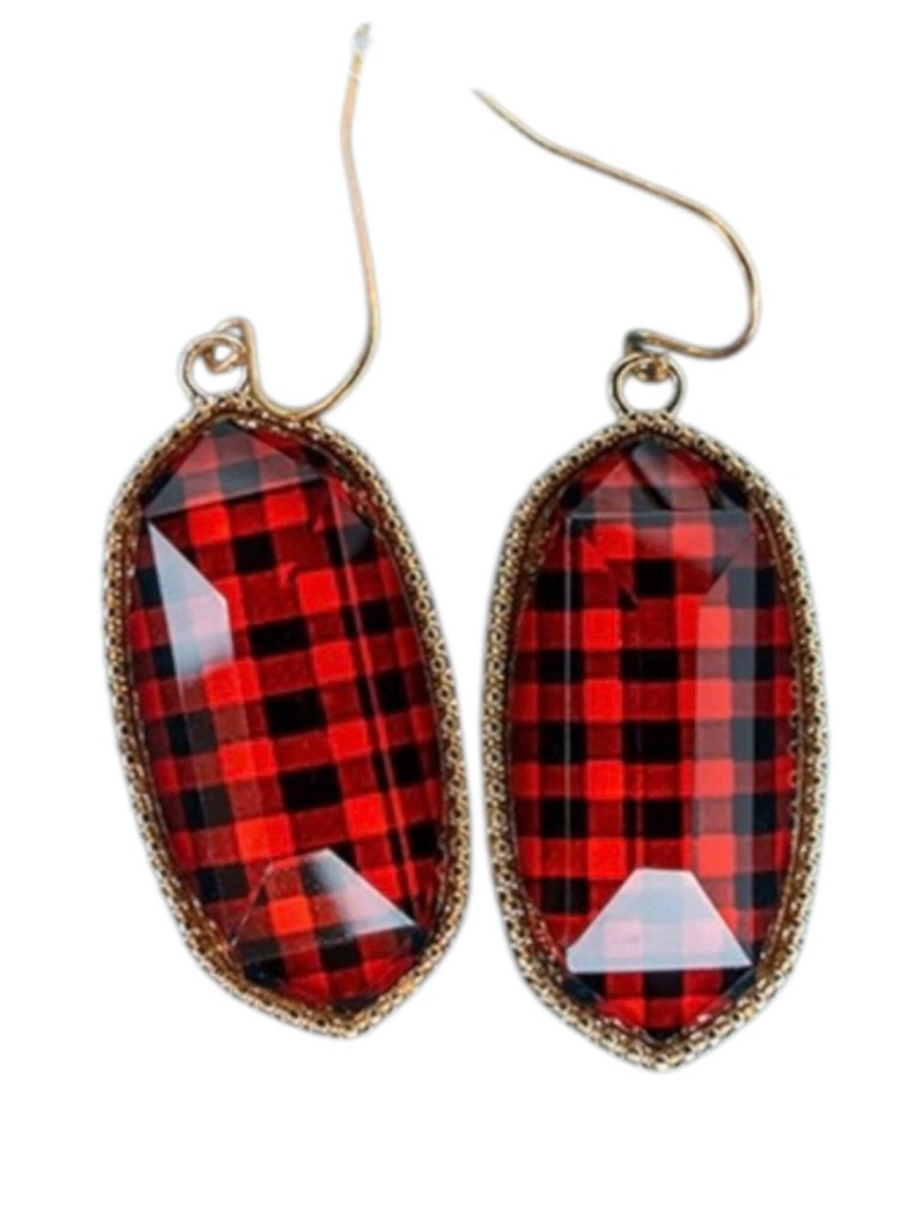 No. 3 Lorelei Red & Black Check Earrings (NWT)